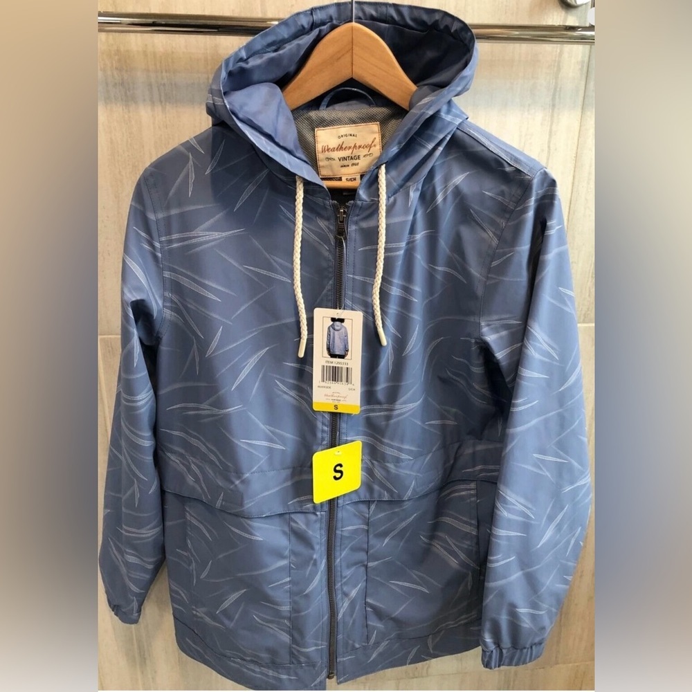 NWT Weatherproof Vintage Women's Rain Jacket, Riverside Blue Print Size Small - Picture 1 of 11